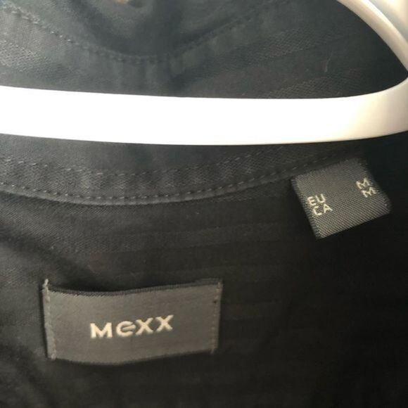 MEXX size Med Black striped button down dress shirt - Picture 4 of 5